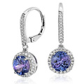 Blue Round CZ 925 Silber baumeln Ohrring Schmuck